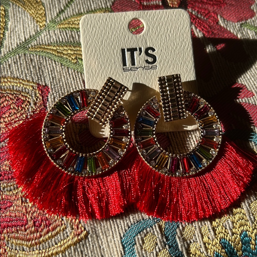 IT'S Sense Red Tassel Earrings